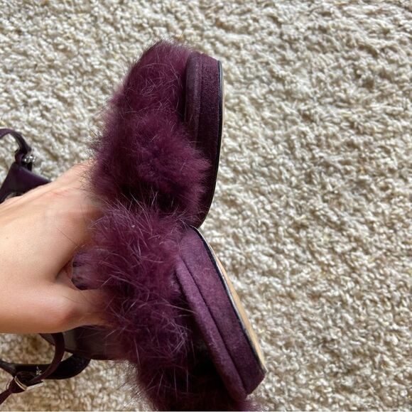 Michael Kors Mink Furry Purple Sandals Heel Size 7.5 - Picture 3 of 11